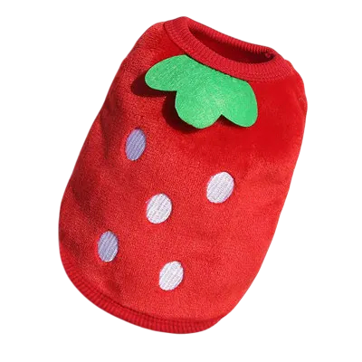 Winteranzug für Hunde XXS 25 cm Brust 15 cm Rücken Roter Mantel im Erdbeer-Stil Wärmendes Outfit für kleine Hunde 0,5–1 kg