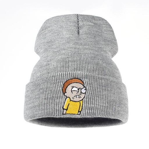 Wintergrijze muts met print