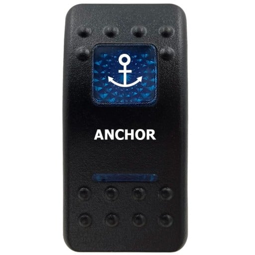 Wip schakelaar enkelpolig waterdicht 12 V Blauwe LED achtergrondverlichting ANCHOR Zwarte schakelaar Voor boot en auto bediening van anker en ankerlier
