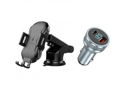 Wireless Car Charger with USB / USB-C Adapter