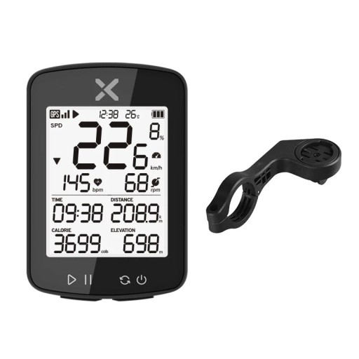 Wireless Cycle Computer with GPS 7 x 4.8 x 2 cm 2.2" LCD Display Waterproof IPX7 Calories Heart Rate Altimeter USB-C App Bike Mount