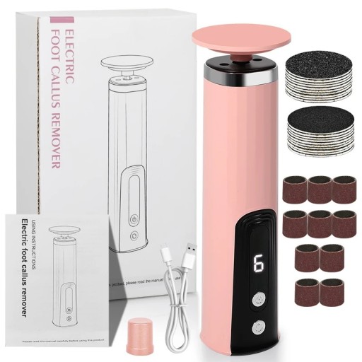 Wireless Electric Hard Skin Remover 6 Speeds Up to 7600 RPM Rechargeable Pedicure Device with Replacements