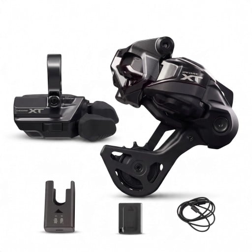 Wireless Electronic Shifting Deore XT Di2 M8250 SGS 12-Speed Rear Derailleur and Gear Shifter with Charger Black for Mountain Bikes MTB