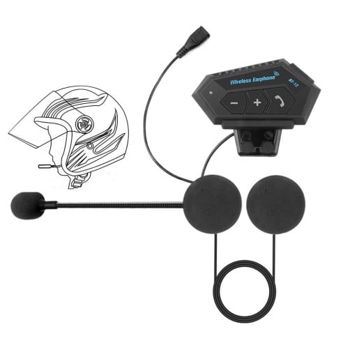 Wireless handsfree for motorcycle helmets for phone calls with a microphone and two speakers Standby time 120 hours Range 10 m