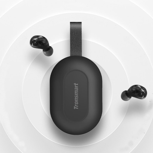 Wireless In-Ear Headphones with Microphone Bluetooth 5.0 Music and Call Control Range 15 m Battery Life 7 Hours Case with Strap Black