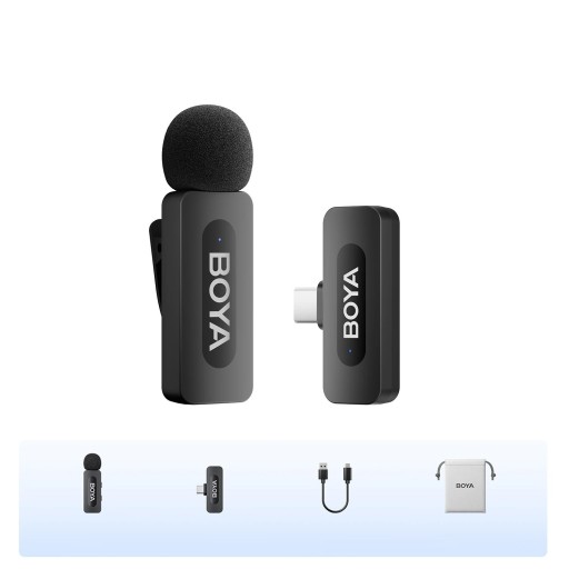 Wireless Lapel Microphone for Android USB-C 10 m Range 10 h Battery Life Plug and Play DSP Noise Cancellation Omnidirectional Sound Capture