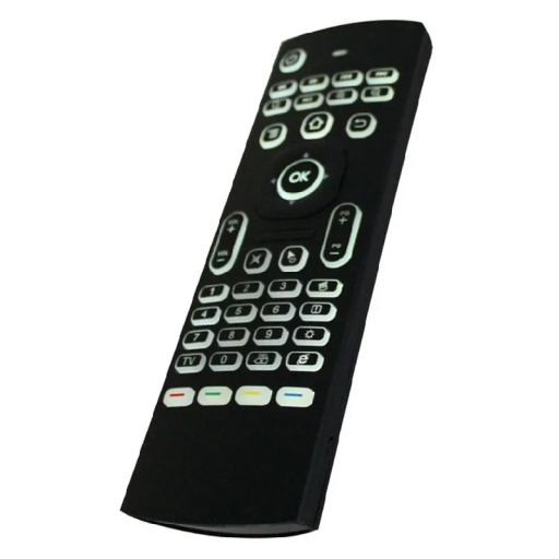 Wireless Remote Control with Mini Keyboard 2.4 GHz Air Mouse with Gyroscopes IR Learning Plastic Remote Control for 2x AAA Batteries 17x5x2 cm