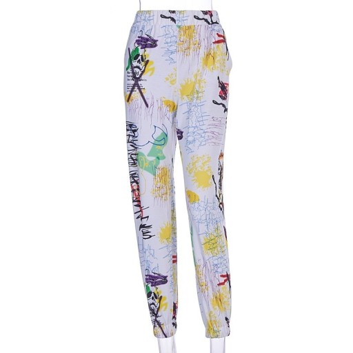 Witte joggingbroek voor dames met print A392