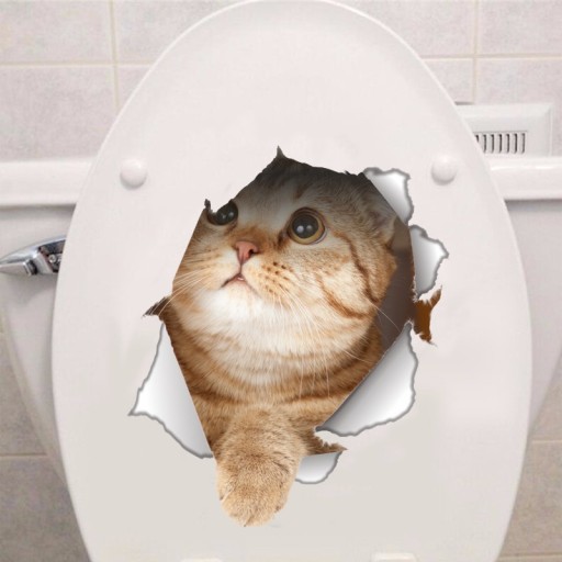 Wodoodporna naklejka 3D w łazience - pies i kot