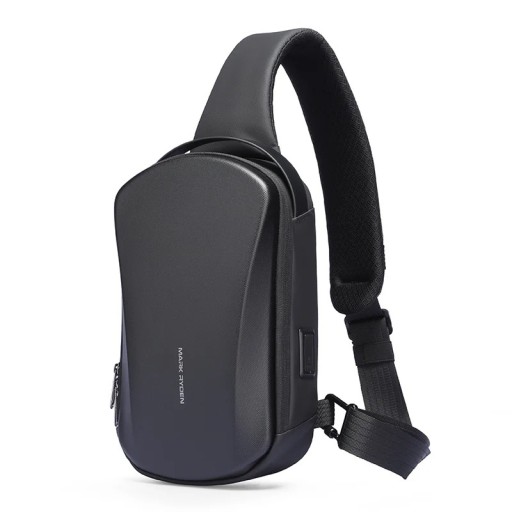 Wodoodporna torba na ramię z nylonu 28×16×10 cm Twarda torba z portem USB Praktyczna sportowa torba na ramię