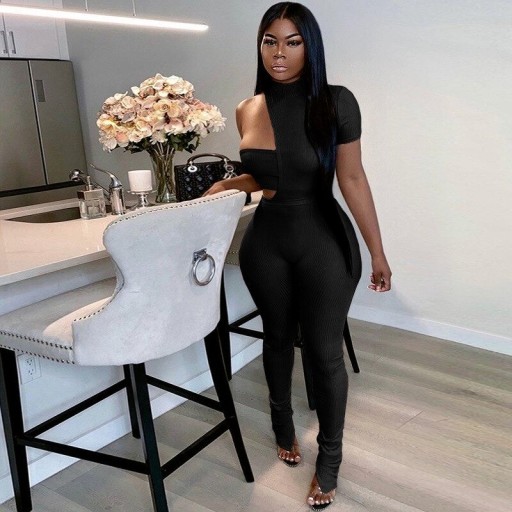 Women's Asymmetrical Jumpsuit with Exposed Shoulder