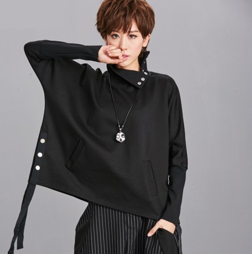 Women's Black Polyester Hoodie