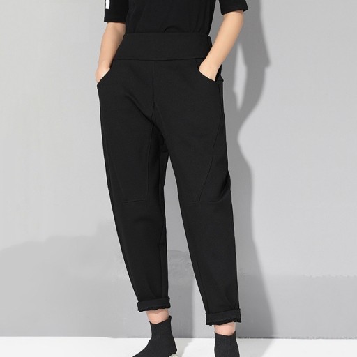 Women's Black Trousers with Elastic Waist
