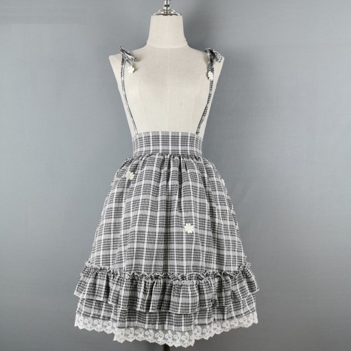 Women's Checked Skirt with Straps