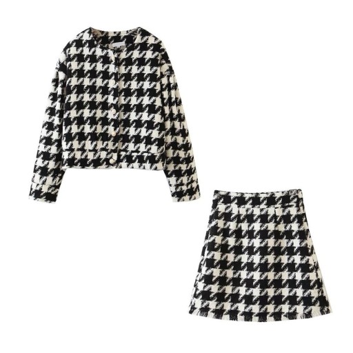 Women's Checked Sweater and Skirt