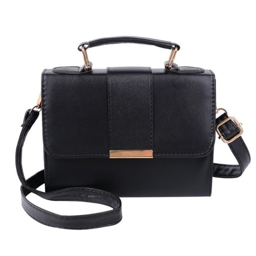 Women's Crossbody Handbag with Flap and Short Handle Square Handbag for Shoulder or Hand Strap with Buckle PU Leather and Polyester 20 x 15 x 7