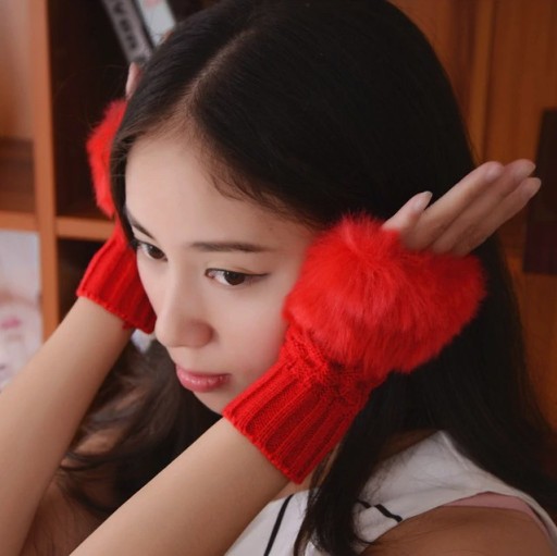 Women's Fingerless Wool Gloves J1691