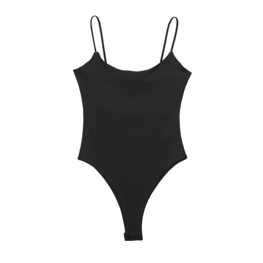 Women's Fitted Body with Thin Straps, Round Neckline, Smooth Surface and Snap Fastening in the Crotch