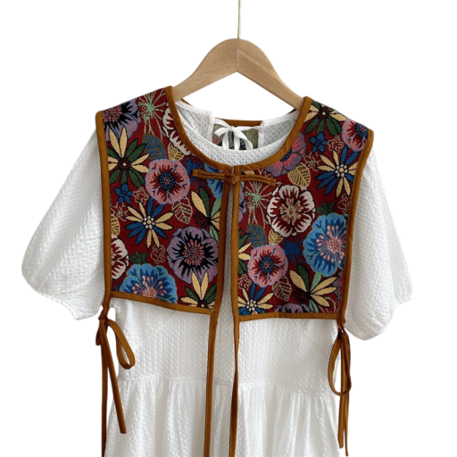 Women's Floral Waistcoat with Ties Universal Size Cotton Cashmere Red Multicoloured Floral Pattern Sleeveless