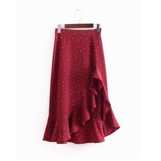 Women's High-Waisted Skirt with Ruffle G29
