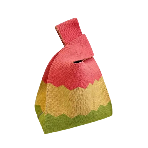 Women's Knitted Bag with Colourful Pattern 20x35 cm Polyester with Cotton Lining for Everyday Use and Leisure
