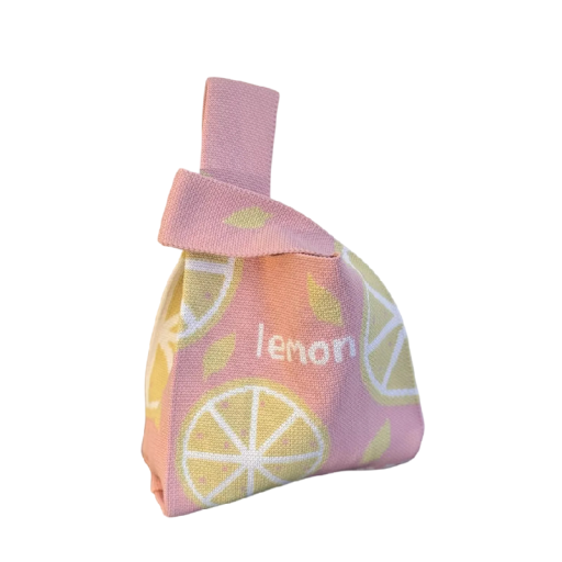 Women's Knitted Bag with Lemon Pattern 20x35 cm Polyester with Cotton Lining Pink Everyday Bag