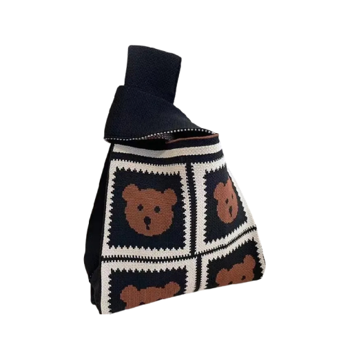 Women's Knitted Handbag with Pattern and Lining 20x35 cm Polyester Cotton Handbag for Everyday Use and Essentials