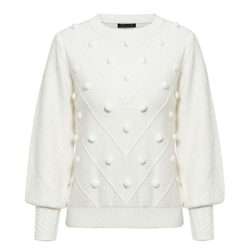 Women's Knitted Sweater with Pom Poms G354