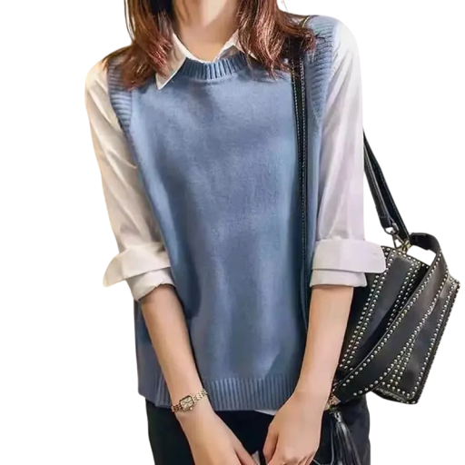 Women's Knitted Waistcoat with Buttons Universal Size Polyester Acrylic Sleeveless Layering for Everyday Wear