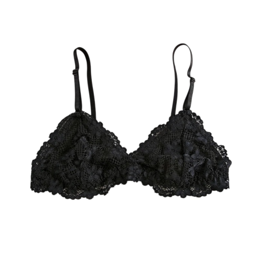 Women's Lace Bralette with Triangle Cups Without Padding Elastane Nylon Lightweight Lingerie for Everyday Wear