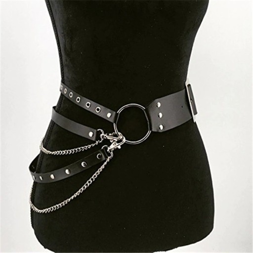 Women's Leather Belt with Chains