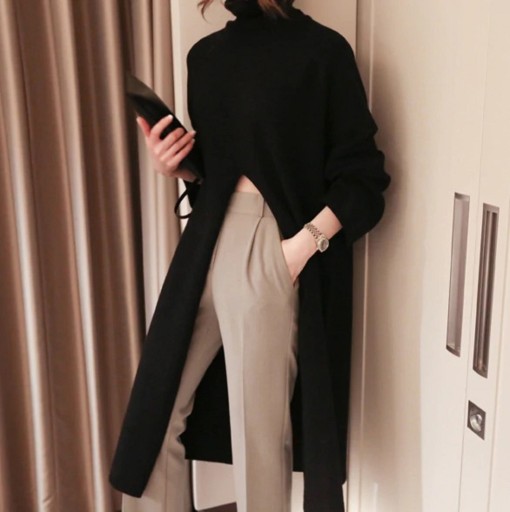 Women's Long Turtleneck with Slit