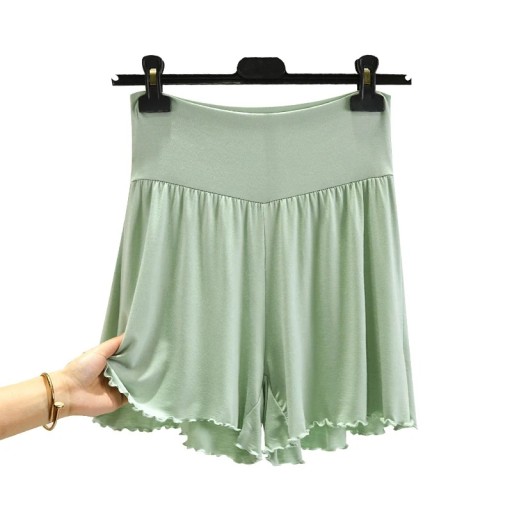 Women's Loose Shorts with Wide Legs and High Elastic Waist Airy Shorts with Wavy Hem for Summer at Home and Outdoors