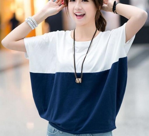 Women's Loose Two-Tone T-Shirt