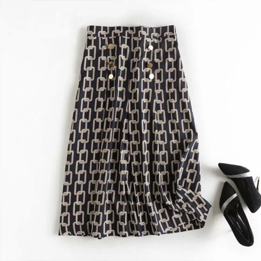 Women's Midi Skirt with Chain Pattern
