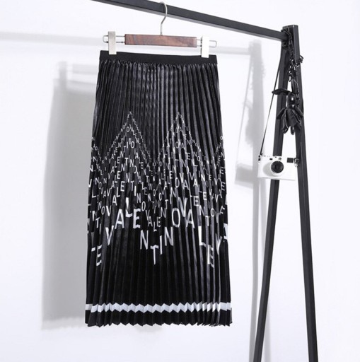 Women's Pleated Skirt with Letters