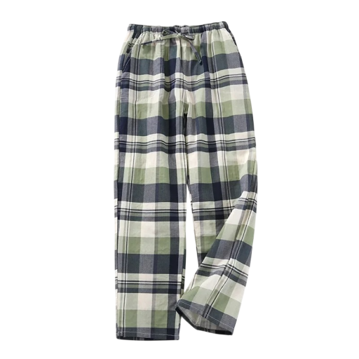 Women's Pyjama Trousers Check Pattern Long Legs Drawstring Waist Cotton Green Grey Home Wear Sleeping Comfortable Fit