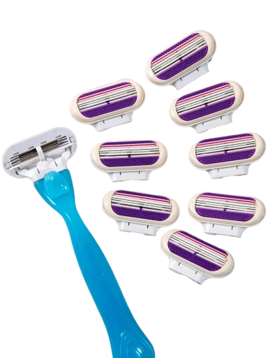 Women's Razor with Eight Replacement Heads Blade for Women for Face, Legs, Arms, Underarms and Bikini Area Hair Removal for Women