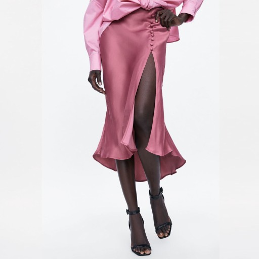 Women's Satin Skirt with High Slit