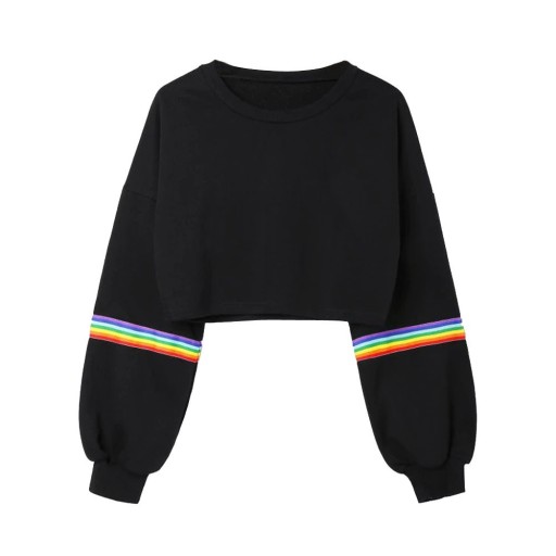 Women's Short Black Sweatshirt Polyester