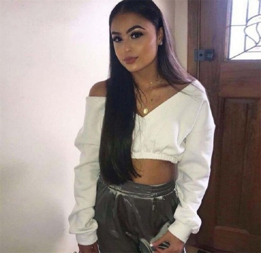 Women's Short Hoodie with Neckline