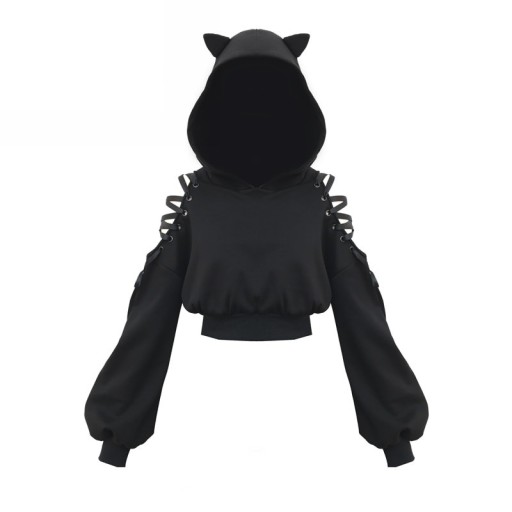 Women's Short Sweatshirt with Cut-Outs