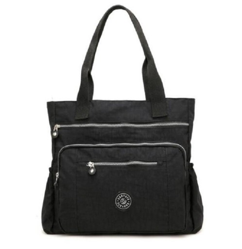 Women's shoulder bag made of nylon and polyester 38 x 38 x 12 cm Spacious bag with two handles Front zip pockets Side pockets