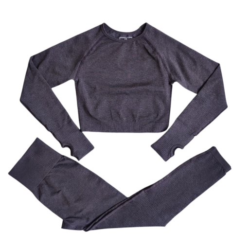 Women's Sports Set Leggings and Long Sleeve Top Plain Fitness Set Made of Nylon, Polyester and Spandex