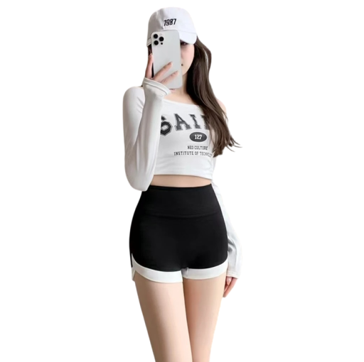 Women's Sports Shorts with Elastic Waistband Plain Design Suncomely Print on the Back Polyester Lightweight Functional Cut for Running Fitness