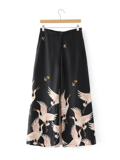 Women's Trousers with Bird Pattern