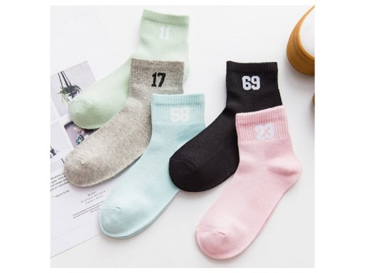 Women's Warm Socks with Numbers - 5 Pairs