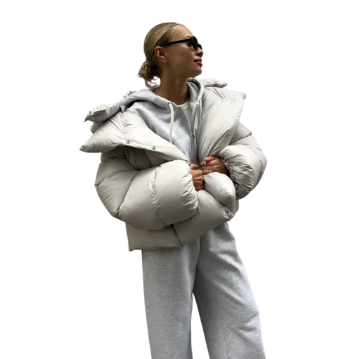 Women's Winter Coat with Hood Warm Coat with Buttons and Collar and Pockets Comfortable Winter Jacket with Warm Fastening for Everyday Wear