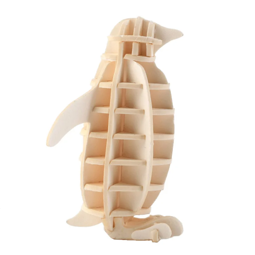 Wooden 3D Puzzle 39 x 25 x 52 mm Penguin Model DIY Animal Jigsaw Assembly Toy for Children and Adults Creative Craft Decoration