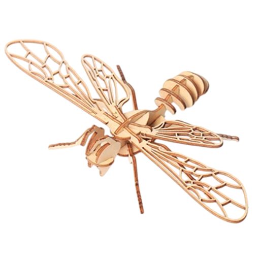 Wooden 3D Puzzle Bee DIY Animal Model Hand-assembled Natural Decoration Educational Building Kit Gift for Children Teenagers and Adults